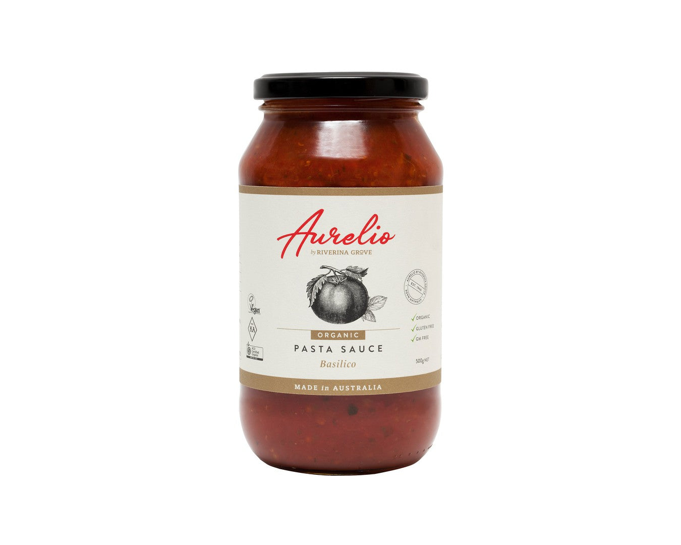Aurelio Organic Basil&Garlic Pasta Sauce 500gr-Pasta Sauce-The Local Basket