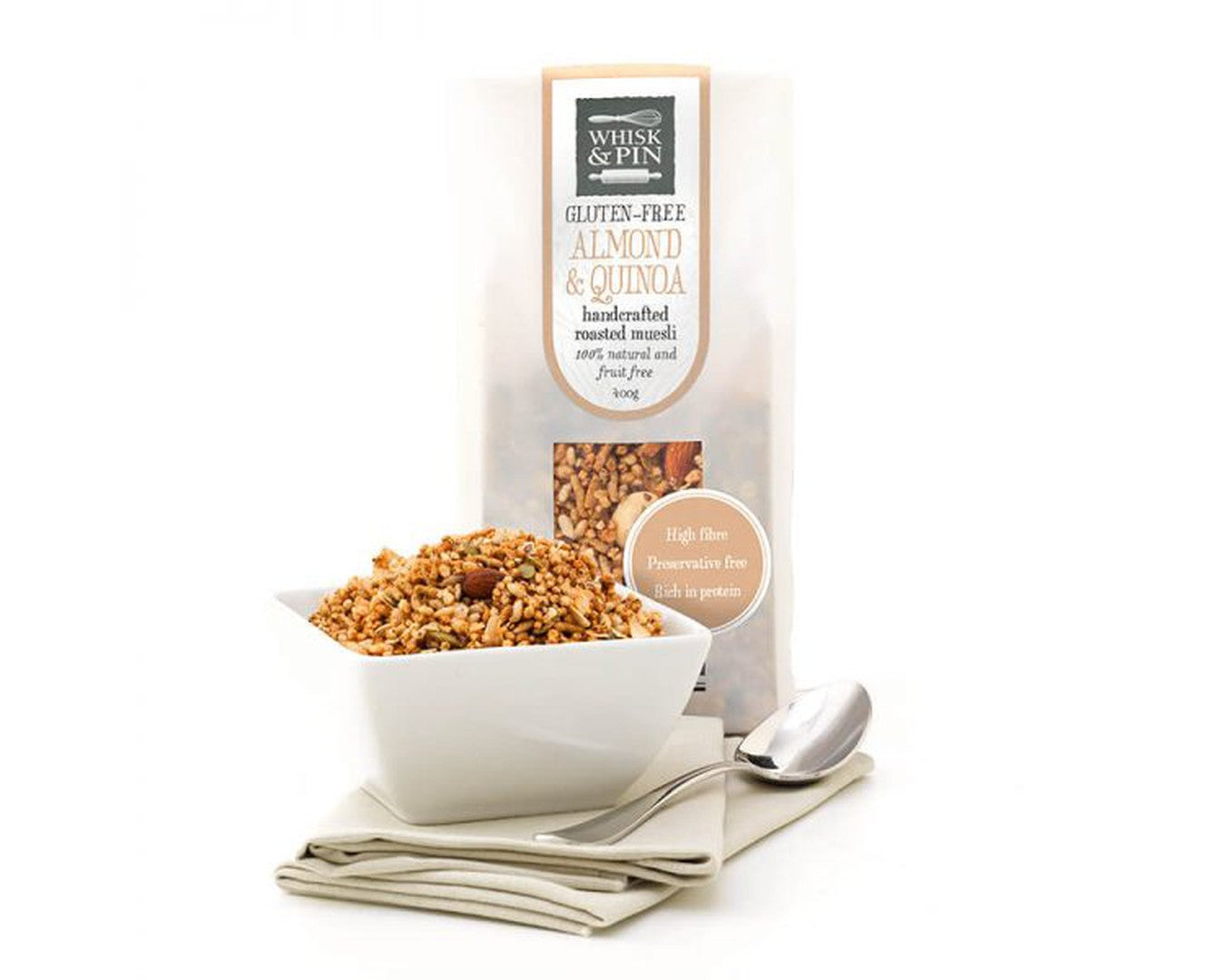 Whisk & Pin Gluten Free Almond Quinoa 400g-Cereal-The Local Basket