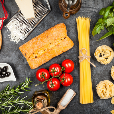 exclusive groceries selection of italian food at the local basket