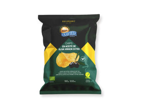 Anavieja Potato Chips in Extra Virgin Olive Oil 90g, organic potato chips with sea salt, made from sustainable ingredients.