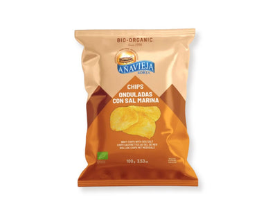 Anavieja Wavy Potato Chips Sea Salt 100g, organic and gluten-free wavy chips