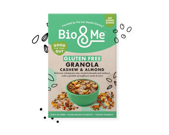 Bio & Me Cashew and Almond Granola 350g – A rich, nutty granola made with cashews and almonds for a crunchy, healthy breakfast.