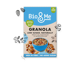 Bio & Me Low Sugar Granola 360g – A subtle, low-sugar granola with oats, seeds, and nuts for a healthy, fibre-packed breakfast.