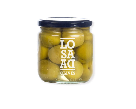 Losada Gordal Olives 198g - Large, flavourful olives from Seville, perfect for Mediterranean dishes and snacks. Certified Kosher, Gluten Free, Vegan.