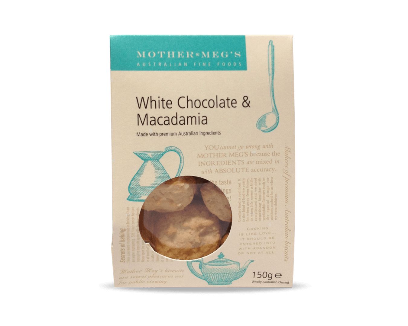 Mother Meg's White Chocolate & Macadamia Cookies 150g-Biscuit-The Local Basket