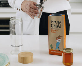 Prana Chai Original Blend 250g - a handcrafted sticky chai made with premium black tea, spices, and Australian honey, available at The Local Basket. making chai