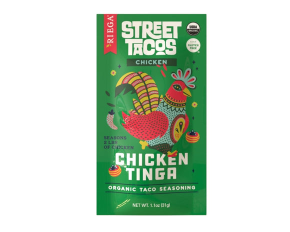 Riega Organic Chicken Tinga Taco Seasoning 31g from The Local Basket – a zesty and savoury blend for perfect chicken tacos.