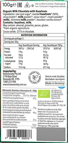Vivani Chocolate Milk Whole Hazelnuts 100g - 0