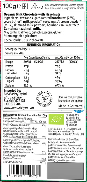 Vivani Chocolate Milk Whole Hazelnuts 100g - 0