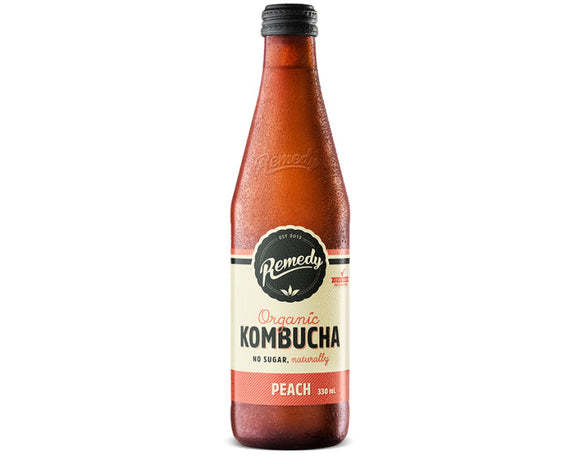 Remedy Kombucha Peach 330ml-Beverages-The Local Basket