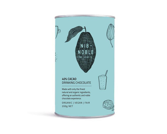 Nib Noble 40% Cacao Organic Drinking Chocolate 200g-Drinking Chocolate-The Local Basket